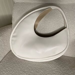 Melie Bianco Ivory asymmetrical  leather Shoulder snap purse